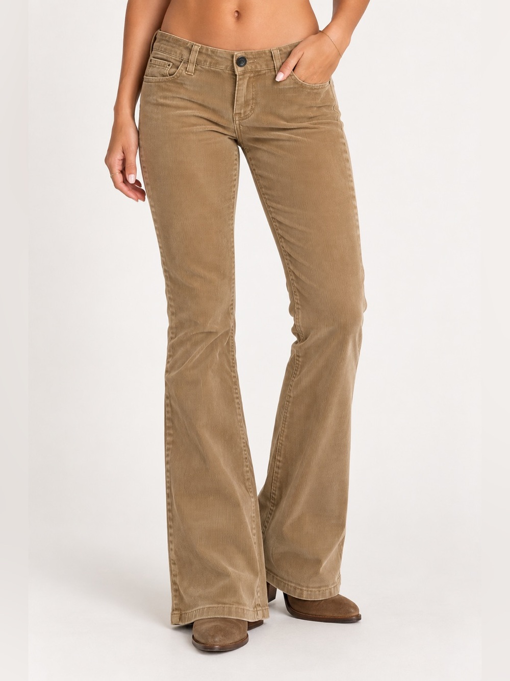 Vintage GUESS Jeans 90s Y2K Low Rise Corduroy Bootcut Flare Pants Tan 28